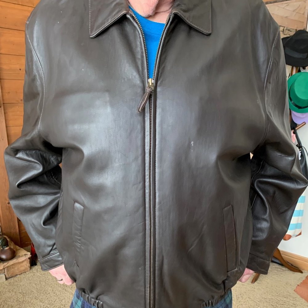 Brooks Brothers Leather Bomber Jacket